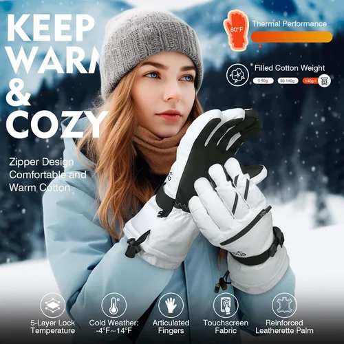 Miniatura 2 de ZENUTA Waterproof Winter Gloves Men, Windproof Snow Ski Gloves, Breathable Warm Thermal Gloves for Women, 5-Finger Touchscreen Gloves for Driving