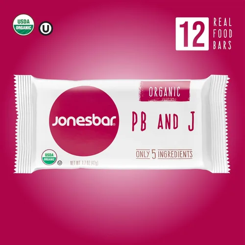 Miniatura 4 de JONESBAR Mantequilla de maní y gelatina, 12 unidades (paquete de 1)), barra orgánica de frutas y nueces USDA sin OMG, Kosher, vegana, sin gluten