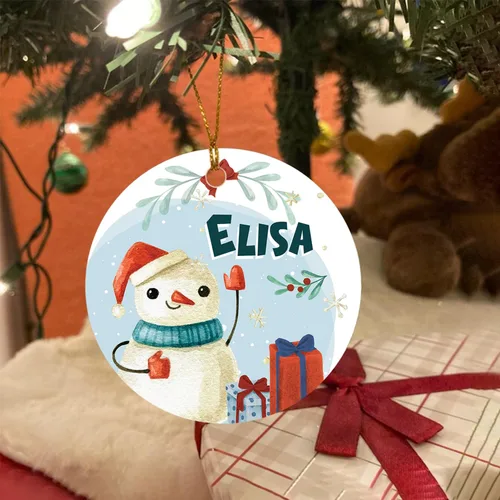 Miniatura 5 de Adorno de muñeco de nieve personalizado, muñeco de nieve de Papá Noel, adorno de Navidad con nombre personalizado, lindo adorno de muñeco de nieve