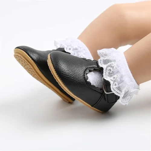 Miniatura 124 de RVROVIC Mocasines de princesa para bebé, zapatos brillantes de Mary Jane, zapatos de cuna de suela suave y ligera de primera calidad, zapatos