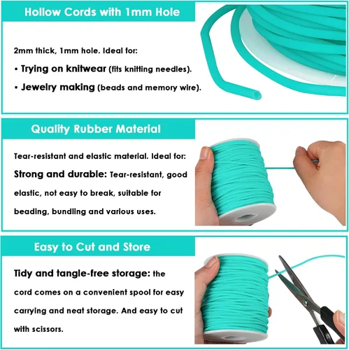 Miniatura 3 de Cable de tubo hueco de goma de 54 yardas, tubo de 0.079 pulgadas, cable de barbero para tejer con agujero de 0.039 pulgadas (0.039 in), protector