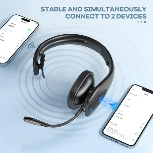 Miniatura 4 de CONAMBO JBT100 - Auriculares Bluetooth para camionero con doble micrófono con cancelación de ruido, CVC8.0, botón de silencio, auriculares