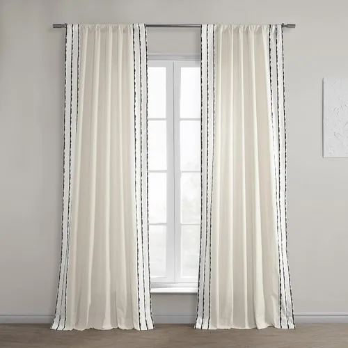 Miniatura 11 de HPD Half Price Drapes Cortinas de algodón sólido con bordes para dormitorio y sala de estar, 50 x 108, DTCC-SB220601-108 (1 panel) Sharkskin Black
