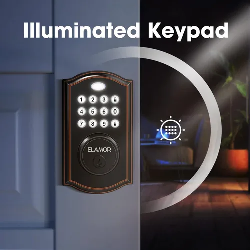 Miniatura 7 de Cerradura de Puerta de Entrada sin Llave - Cerradura Electrónica de Pestillo con Teclados, Bloqueo Automático, 50 Códigos de Usuario, Cerradura