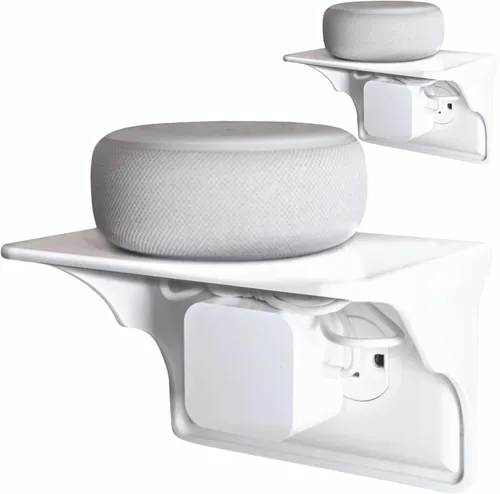 Miniatura 10 de BeraTek Power Perch - Estante de pared con almacenamiento de cable, estante de enchufe que ahorra espacio para dormitorio, baño, cocina, soporte