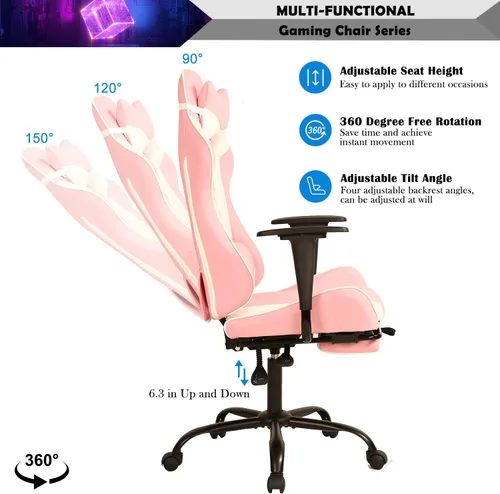 Miniatura 5 de Silla de juegos para adultos con reposapiés, silla de carreras, silla de PC, silla de jugador, silla de juegos de carreras, silla reclinable barata