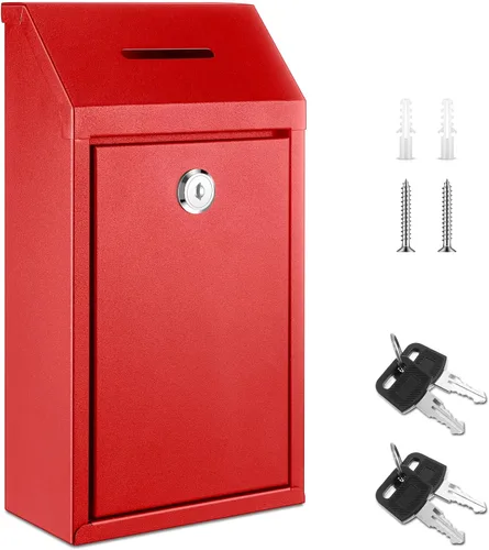 Miniatura 12 de Yaocom Caja de dinero de metal para donación de dinero para colección de soportes de granja, caja de sugerencias segura con candado montado