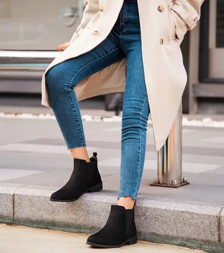 Miniatura 7 de MaxMuxun - Botas Chelsea de gamuza sintética de caña baja sin tacón para mujer, clásicos y cómodos