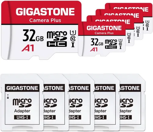 GIGASTONE Paquete de 5 tarjetas micro SD de 32 GB, tarjetas de memoria MicroSDHC para cámaras de seguridad, Wyze Cam, Roku, grabación de video Full