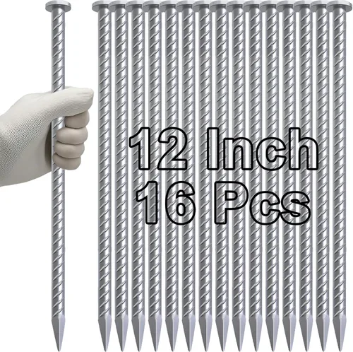 Miniatura 7 de VVOKGO - Juego de estacas de refuerzo de 24 pulgadas, estacas de forma recta para concreto, resistentes (8 piezas), estacas de acero de metal