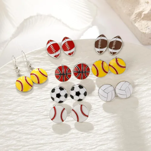 Miniatura 7 de Aretes colgantes de pelota deportiva, aretes de fútbol, aretes de baloncesto, aretes de fútbol, voleibol, béisbol, aretes para mujeres