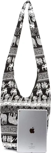 Miniatura 126 de Bolsa de hombro para mujer, de lona en estilo hippie/bohemio para llevar cruzada al hombro, disponible en diferentes colores y estampados