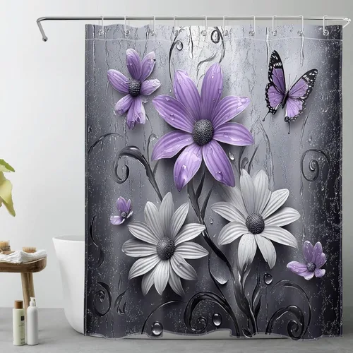 Miniatura 26 de LB Get Naked - Cortina de ducha pequeña de 48 x 68 pulgadas, forro de cortina de ducha de tamaño medio azul y rosa, cortinas de ducha estrechas