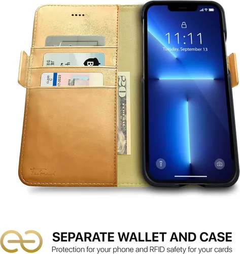 Miniatura 2 de Dreem Fibonacci - Funda tipo cartera para iPhone 13 Pro Max Funda 2 en 1 a prueba de golpes y funda desmontable de piel vegana, compatible