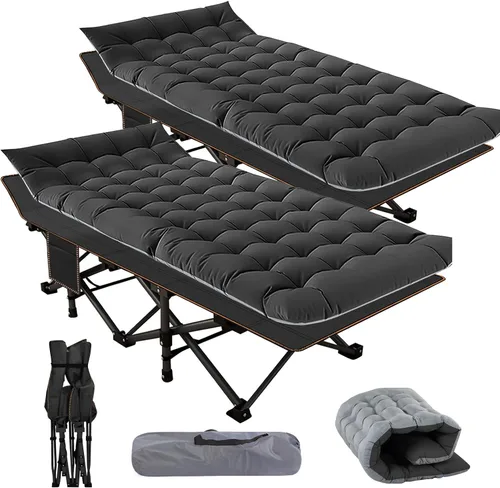 NAIZEA Catres plegables para adultos, catre portátil con colchón, cama resistente al aire libre con bolsa de transporte 1200d tela Oxford catres de