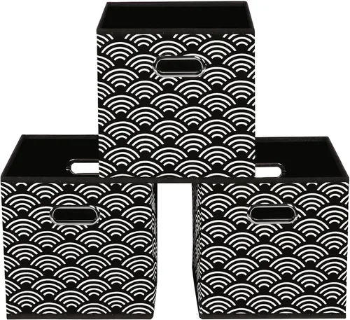 Miniatura 57 de Contenedores de almacenamiento de tela, organizadores de tela con asa, cubos plegables para almacenamiento de tela o accesorios, 11 x 11 x 11 Naranja