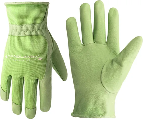 Miniatura 15 de HANDLANDY Work Gloves for Women, Breathable Leather Gardening Glove for Yard Maintenance, Hand Protection with Touch Screen Rosa claro