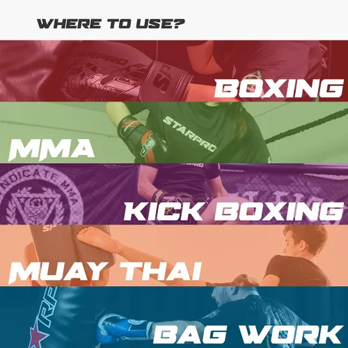 Miniatura 5 de Starpro Guantes de boxeo con soporte y protección inigualables para la muñeca, entrenamiento, muay thai, hombres y mujeres, varios colores y tamaños