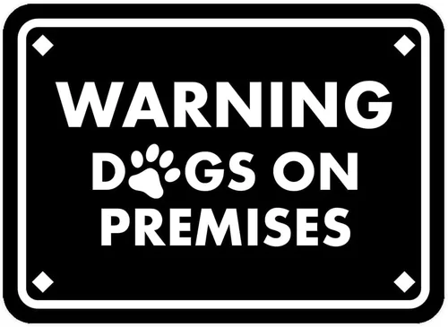 Diamante enmarcado clásico, letrero de advertencia de perros en las instalaciones (negro) - grande