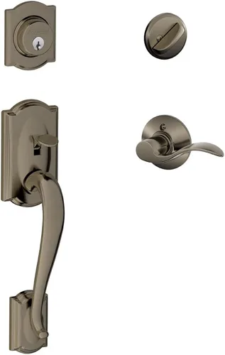 Miniatura 15 de Schlage F60 V CAM 716 ACC - Juego de manijas para puerta de entrada con manija Accent, diseño Camelot, cerradura de entrada con llave de lado único