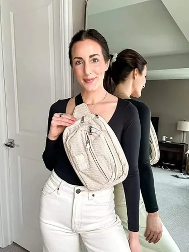 Miniatura 2 de Ibalulu Riñonera cruzada para mujer a la moda, bolsa para cinturón grande de 5 litros, bolso de pecho con correa ajustable, riñoneras de moda