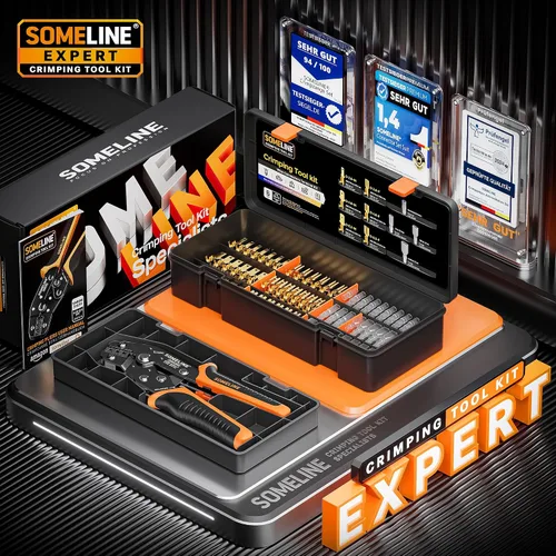 Miniatura 6 de Kit de herramienta de crimpado de conector de terminal abierto SOMELINE, terminales de desconexión macho hembra no aisladas de 2.8/4.8/6.3mm