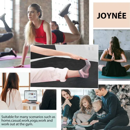 Miniatura 6 de JOYNÉE Calcetines de yoga antideslizantes para mujer con agarres ideales para pilates barras bailes hospitales fitness 3 pares