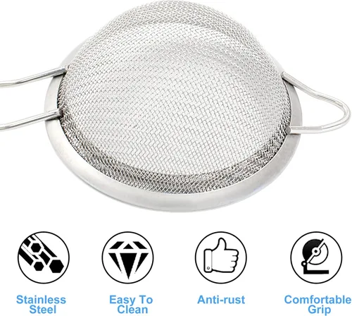 Miniatura 3 de Piutouyar Coladores de malla fina de 3.1 in/3.15 pulgadas, coladores de cocina de acero inoxidable, colador de malla fina de alta resistencia