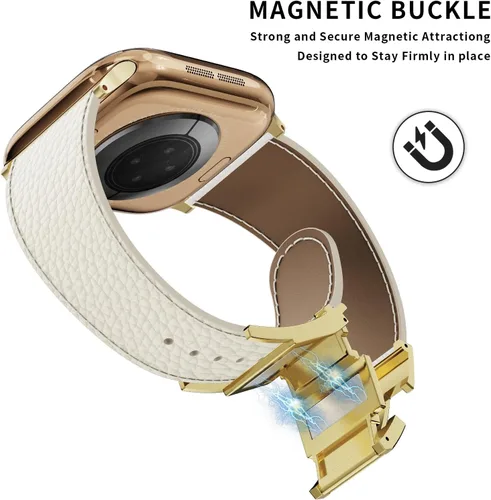 Miniatura 3 de Correa de reloj magnética de cuero compatible con Apple Watch Ultra 49 mm, 46 mm, 45 mm, 44 mm, 42 mm, 41 mm, 40 mm, 38 mm, correa de repuesto