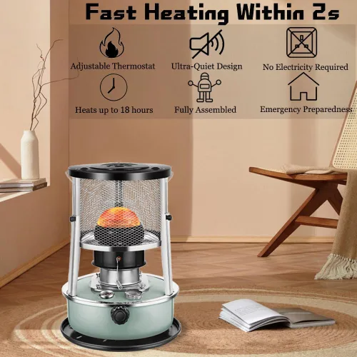 Miniatura 5 de Calentador y estufa de queroseno portátil 2 en 1, 9000 BTU, calentador de interior y exterior no eléctrico para camping, caza, cocina, hogar, garaje