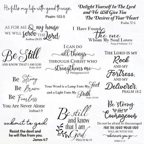 12 calcomanías de pared inspiradoras, calcomanías de pared de la Biblia, calcomanías motivacionales para dormitorio, sala de estar, decoración de