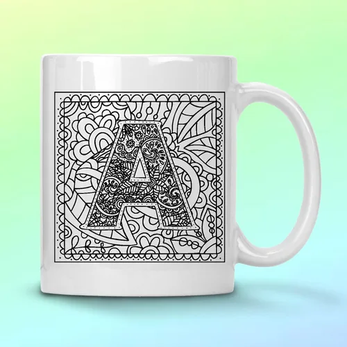 Miniatura 2 de Alankathy Mugs Taza de café monograma, 11 oz, color blanco (A)