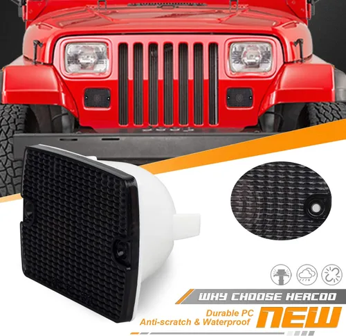 Miniatura 3 de HERCOO Conjunto de luces intermitentes delanteras para vehículos, lente compatible con Jeep Wrangler, reemplazo 1987-1993, paquete de 2
