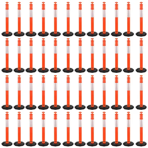 Miniatura 16 de BATTIFE Poste delineador de 45 pulgadas con base, conos de delineador de tráfico naranja con collar reflectante para práctica de conducción