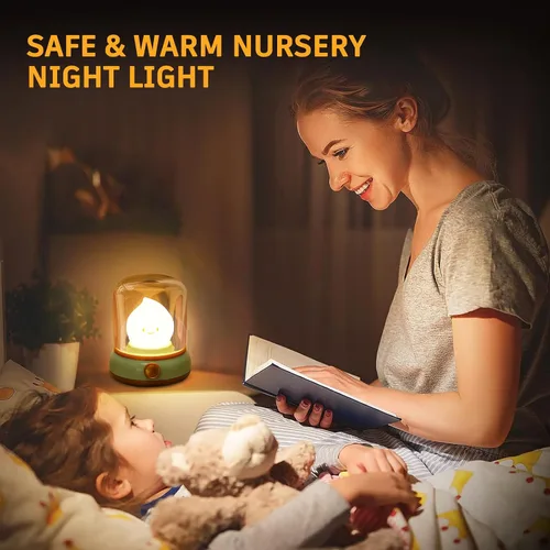 Miniatura 7 de Paquete de 2 luces nocturnas de fogata fantasma, pequeña lámpara de escritorio bonita, lámpara de mesa de noche inalámbrica regulable, luz nocturna
