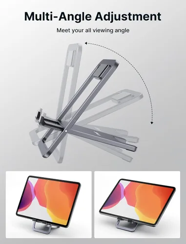Miniatura 5 de JSAUX Soporte universal para tableta, portátil, plegable, para escritorio, compatible con iPad mini/Air, Samsung Galaxy Tab, Kindle Fire, Steam Gris