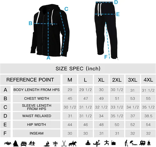 Miniatura 6 de Xmgelp Conjunto deportivo con capucha para hombre de 2 piezas, casual, con cierre completo