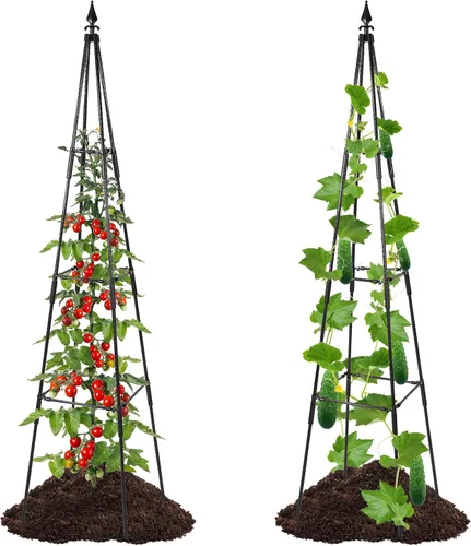 OTOSUNNY Enrejado de jardín para plantas trepadoras al aire libre, 67 pulgadas de alto, enrejado de metal de obelisco para plantas trepadoras,