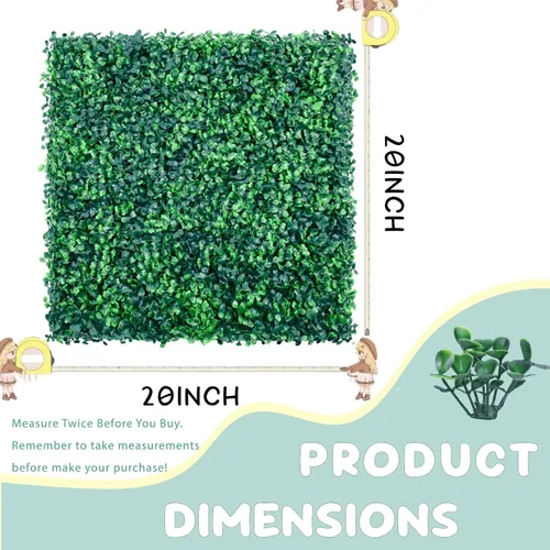 Miniatura 2 de HEDGE MAZE Paneles de pared de césped, 12 piezas de 20 x 20 pulgadas, pared verde con protección UV, paneles de boj de césped, fondo de pared verde