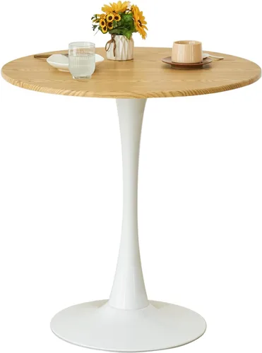Miniatura 16 de Mesa de Comedor Tulip Redonda para 2, Mesa Moderna de Mediados de Siglo con Pedestal de Metal Resistente para Cocina, Bistró, Café, Ocio