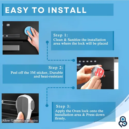 Miniatura 4 de BABY PROOF ME Cerradura de Seguridad para Horno Infantil, 1 Paquete, Cerradura de Puerta de Horno Seguridad Infantil, Horno a Prueba de Bebés, Blanco