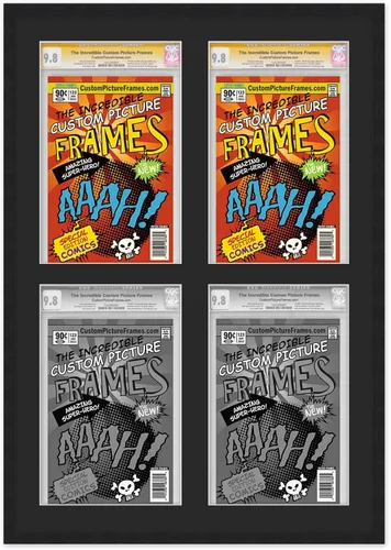 Miniatura 79 de Marco negro para cómics graduados Marco completo de cómics con paspartú de conservación negro y acrílico de grado UV Hecho para exhibir (6)