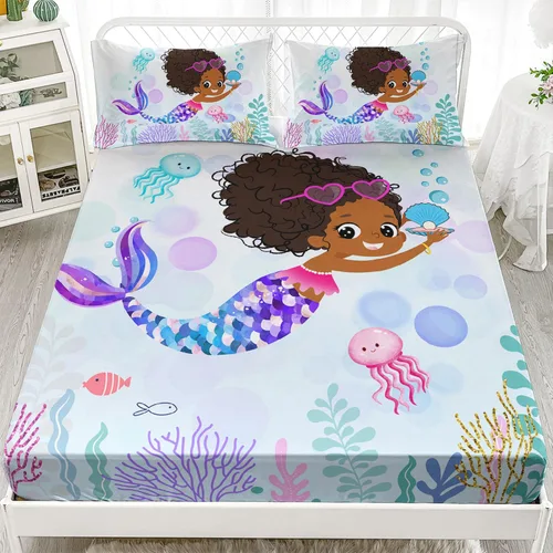 Miniatura 21 de AILONEN Axolotl - Juego de sábanas bajeras para niños, tamaño individual XL, color rosa y azul degradado kawaii, lindas sábanas de fresa salamandra