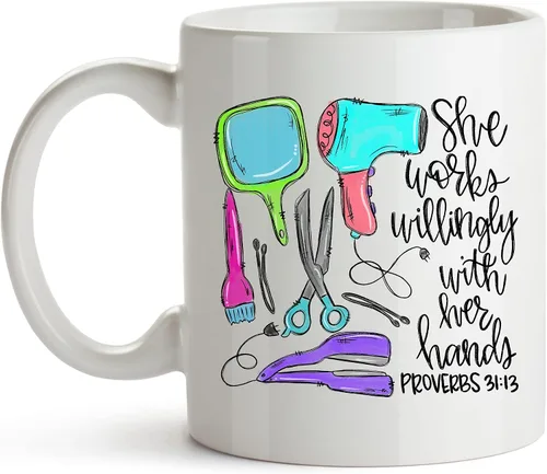 Miniatura 7 de YouNique Designs Taza de café para estilista, 11 onzas, taza para peluquería, taza para estilista para mujer, regalos de peluquería (mango negro)