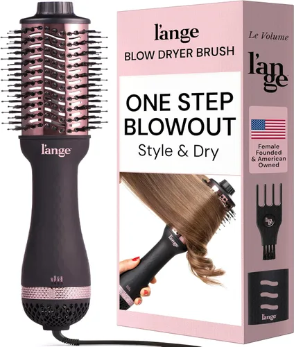 L'ANGE HAIR Le Volume 2 en 1 cepillo secador de pelo de titanio | Cepillo de aire caliente para secado y peinado del cabello | Barril ovalado iónico