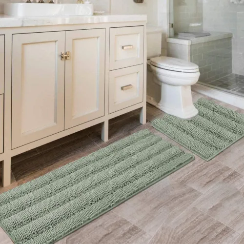 Miniatura 41 de H.VERSAILTEX - Alfombras de baño, juego de 2 piezas, alfombra de contorno para baño, juego de alfombras para inodoro, alfombra antideslizante