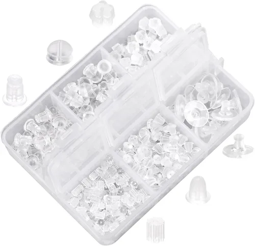 Miniatura 8 de 570 piezas de respaldos de goma para aretes, respaldos de silicona hipoalergénicos, respaldos de plástico transparentes para aretes, tope de bala