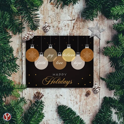Miniatura 3 de Tarjetas de felicitación 2026 "Happy Holidays, Love, Faith, Hope, Joy, Believe" - Felicidades de Navidad y Año Nuevo, invitaciones, tarjetas
