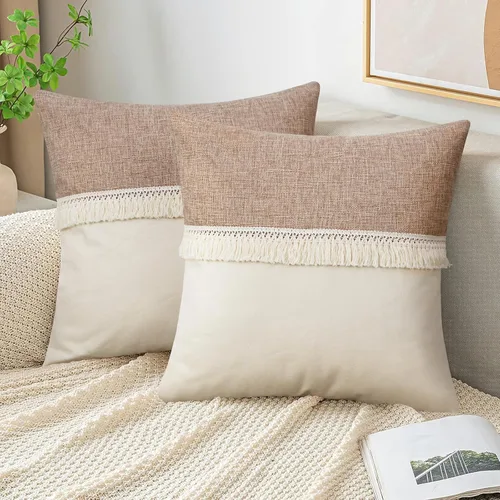 Miniatura 13 de JASEN Fundas de almohada negras de 12 x 20 pulgadas, fundas de almohada decorativas estilo bohemio lumbar para sofá o cama
