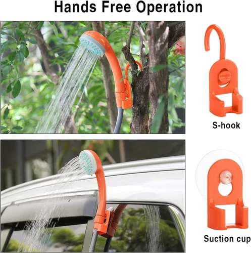 Miniatura 3 de Bomba de ducha portátil para campamento al aire libre, cabezal de ducha portátil recargable para camping, playa, natación, senderismo, viajes
